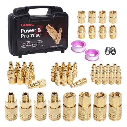 60Pcs 1/4” NPT Air Hose Fittings Coupler & Plug Air Compressor Kit