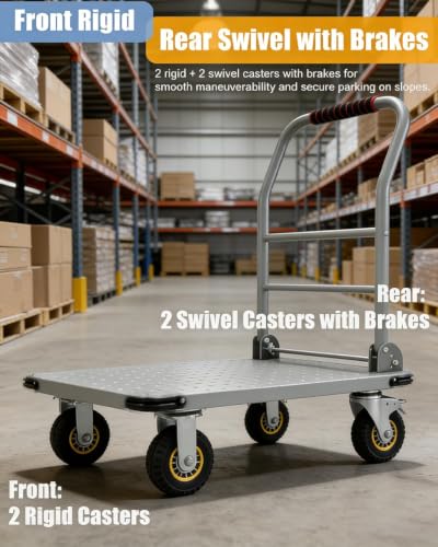 Garvee 1800LBS Platform Truck Cart, 36 "x24 Flatbed Cart - color: Silver-1800lbs