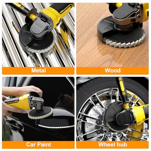 BURMONG 15 Pcs Wool Polishing Wheel & Compound Kit – 10 Buffing Wheels (4-1/2" x 7/8") + 5 Polishing Compounds–Felt Flap Disc for Angle Grinder – Multi-Surface Buffing for Metal, Wood & Automotive