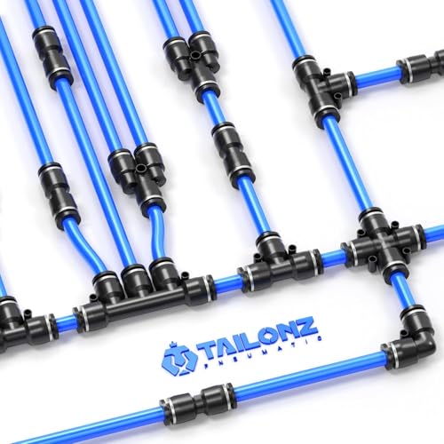 TAILONZ PNEUMATIC Black 1/4" 3/8" 1/2" Push to Connect Fittings, Push-in Fittings Thread Connection Kits Suitable for Nylon, PU Tube etc. (Pack of 66) - color: Black, size: 1/4"3/8"1/2"OD/66PCS