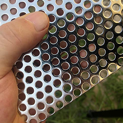 19 Gauge 15.7"x7.8" Perforated Metal Sheets Expanded Metal Mesh Opening 35% Hole 5mm 0.2"(About 1/5") Perforated Stainless Steel Sheet 304 Stainless Steel Mesh Screen Panel Decorati Plate - size: 15.7" X 7.8"