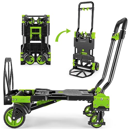 Folding Hand Truck Dolly, 330lb Convertible 4 to 2 Wheel Moving Cart, Green - size: 330LB Green