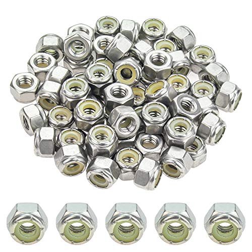 60 Pieces 1/4"-20 Nylon Insert Hex Lock Nuts, 304 Stainless Steel - size: 1/4-20 (60 pcs)