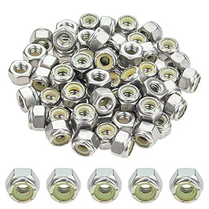 60 Pieces 1/4"-20 Nylon Insert Hex Lock Nuts, 304 Stainless Steel - size: 1/4-20 (60 pcs)