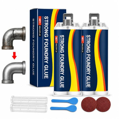 Metal Repair Glue for Steel Aluminum and Iron 2PCS 85ml Strong Foundry Glue for Casting Cracks Holes and Defects High Temperature Resistant Welding Glue, Two-Part Epoxy Metal Filler