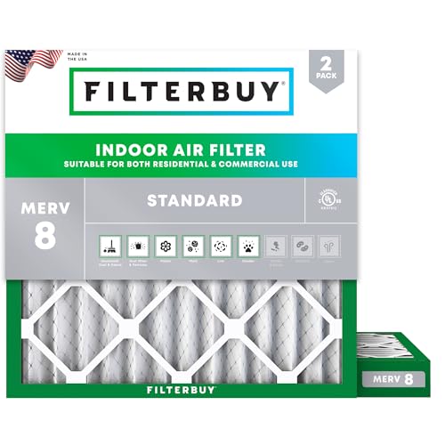 Filterbuy 12x12x2 Air Filter MERV 8 Dust & Allergy Defense (2-Pack) - size: 12x12x2