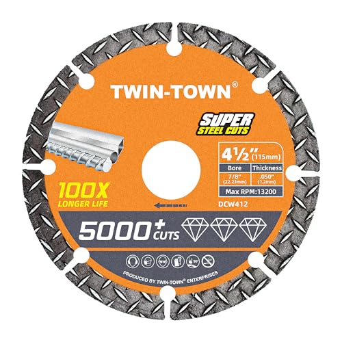 TWIN-TOWN 4 1/2" Diamond Cutting Wheel Metal Cut Off Wheel with 7/8" Arbor - style: 4 1/2 x 7/8"