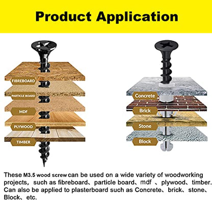 #6 x 1 Flat Head Self-Tapping Wood Screws for Cabinet Hinges (100PCS) - size: #6 x 1'' (100Pcs)