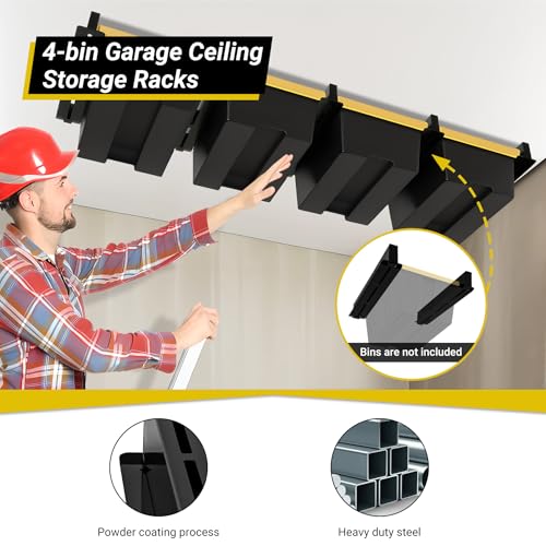 Overhead Garage Storage Rack for Totes (5-Pack for 4 Bins) - size: for 4 Bins
