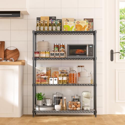 4-Tier Adjustable Storage Shelves 600LBS Heavy Duty Wire Shelving - color: Black, size: 36" W x 14" D x 54" H-4 Tier