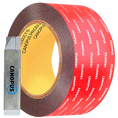 CANOPUS Double Sided Tape, 5952 Heavy Duty Mounting Tape, Strong Bond & Weatherproof Seal Strip for Automotive Mounting, Picture and Photo Frame, Poster, Craft, 2 in x 15 ft, Black, Made in USA - size: 2in x 15ft
