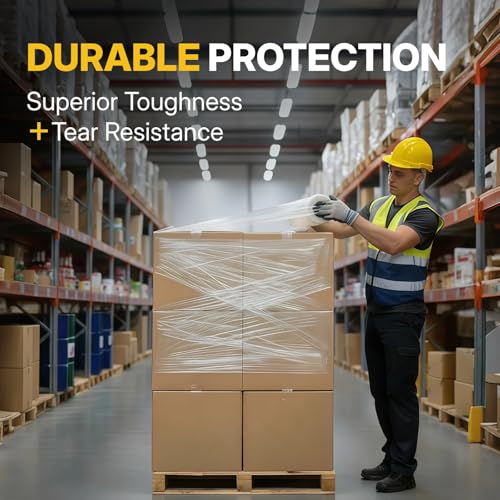 NorthSky Industrial Stretch Wrap, 18" x 1500', 80 Gauge, Up to 800% Stretch, Clear Heavy Duty Self-Adhering Plastic Film for Pallet Packing Moving Shipping Box of 4 Rolls - size: 80 Gauge 18'' x 1500'