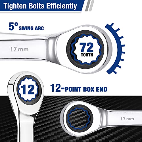 WORKPRO 22 PCS Ratchet Combination Wrench Set with Tool Box, Mirror Polish - style: Regular & Polished