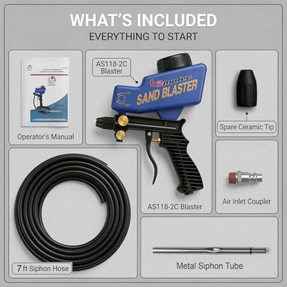 LE LEMATEC Sand Blaster Gun Kit for Air Compressor Rust Removal - style: Siphon Ceramic Function