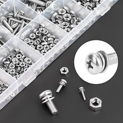HELIFOUNER 510 Pieces Phillips Pan Head Machine Screws Nuts Washers Assortment Kit, Stainless Steel 304, Full Thread (M2 M2.5 M3 M4 M5 M6) - size: M2 M2.5 M3 M4 M5 M6