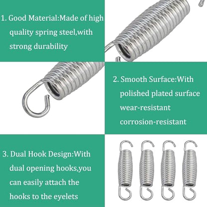2Pcs Extended Tension Spring Wire Diameter 0.12", OD 0.87", Free Length 4" Steel Compressed Springs Heavy Duty with Dual Hook or Replacement Parts,Machinery Furniture - size: 3*22*100mm