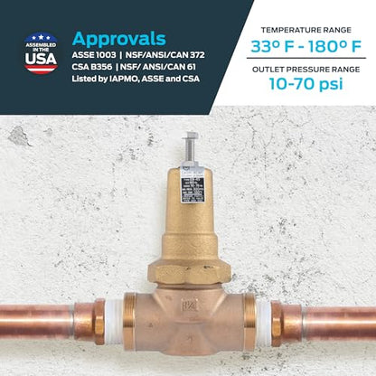 Cash Acme EB45 Pressure Regulating Valve, 1-1/4 Inch NPT Threaded, Metal Top, 60 PSI, PVA35M-DTH-60 - size: 1-1/4 in., 60 PSI