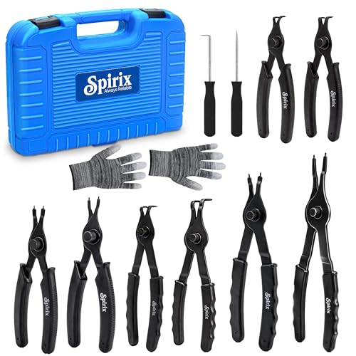 Snap Ring Pliers Set 10 Piece Kit Heavy Duty, Internal External Circlip