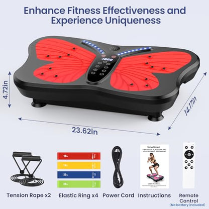 Vibration Plate Exercise Machine 400 lbs Capacity for Lymphatic Drainage - color: Bright Red