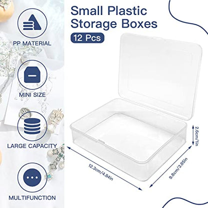 Goiio 12 Pcs Mini Plastic Storage Containers Box with Lid 5x4x1.3 Inches Rectangle Box, for Collecting Small Items, Beads, Game Pieces, Crafts Accessories - size: 12 Pieces 5 x 4 x 1.3 Inches