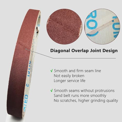20 Pcs 3/4 x 20.5 Inch Premium Soft Cloth Aluminum Oxide Sanding Belts,4 Pcs Each of 60/120/240/400/600 Grits Sanding Belt for Detailing Bandfile Sander,520 x 20 mm Sanding Belts for Mini Belt Sander.