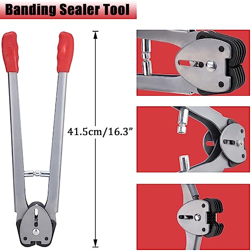 Banding Strapping Kit, Pallet Strapping Kit, Poly Strapping Kit, Plastic Strapping Kit Include Pallet Packaging Strapping Tool, Sealer Tools 3200' Length x 1/2" Wide and 200 Metal Seals