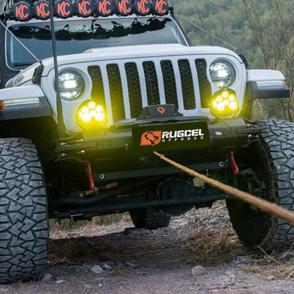 RUGCEL EMCP 13500lb Waterproof Electric Winch – 12V Synthetic Rope with Hawse Fairlead, 2-in-1 Infrared Remote, Auto Clutch & Dual-Color Rope, for Truck/SUV