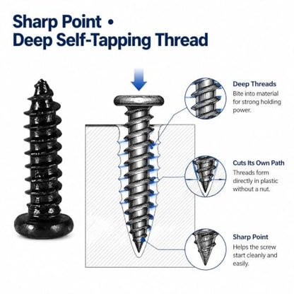 M2 M3 M4 Self Tapping Screws for Plastic, Carbon Steel, 625 PCS - size: M2M3M4 625pcs