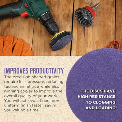 Dura-Gold Premium 100 Grit 3" Purple Film Ceramic Sanding Discs, Box of 30 - style: 100 Grit