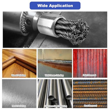 9 Pack 0.8" 1" 1.2" Knotted Wire Brush for Drill,1/4 Inch Arbor,Carbon Steel Twisted Wire Brush for Rust,Corrosion,Paint Removal