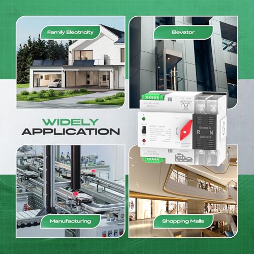 Automatic Transfer Switch 100A AC110V/220V, Dual Power ATS 2P/4P Automatic/Manual Transfer Switch din Rail mounting for Home Generator, RV，Public/Backup Power Supply - size: Automatic Transfer Switch 2P 110V