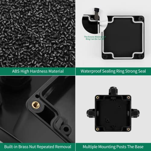 JINDOUZI ABS IP67 Waterproof Dustproof Electrical Junction Box, with 15A 600V Barrier Terminal Cable Connector, 3P Power Junction Box（3.26 * 3.18 * 2.2in） - size: 3P 3.26" x 3.18" x 2.2"