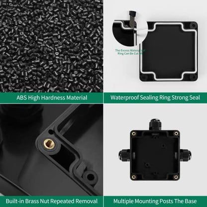 JINDOUZI ABS IP67 Waterproof Dustproof Electrical Junction Box, with 15A 600V Barrier Terminal Cable Connector, 3P Power Junction Box（3.26 * 3.18 * 2.2in） - size: 3P 3.26" x 3.18" x 2.2"