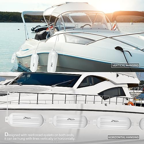 4 Pack 8.5 x 27 Inches Boat Fenders Bumpers for Docking - color: Polar White