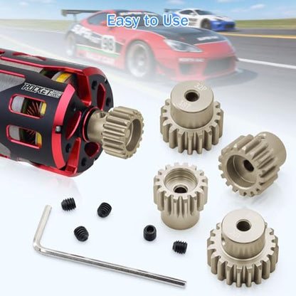 32P Pinion Gear Sets 16T 17T 18T 19T 20T for Shaft 3.175 RC Motor Compatible with HPI Kyosho Losi Axial Tamiya 1/10 RC Car Monster Truck Upgrade Parts (7075 Aluminum) - size: 16T 17T 18T 19T 20T
