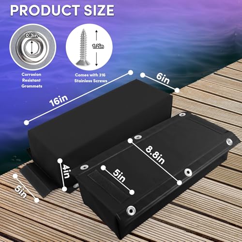 Dock Bumper,Dock Bumper Guard with Screws,Boat Dock Bumper for Boat Dock Vertical Pole Post or Corner Dock,PVC Piling Bumper-Post Bumper for Horizontal Deck or Pier Fenders - style: Black 2Pack Total 32IN
