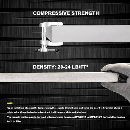 2 Pack Ceramic Fiber Board, 1" Thick x 12" x 24", Fireproof Board - size: 1" x 12" x 24" / 2 PCS
