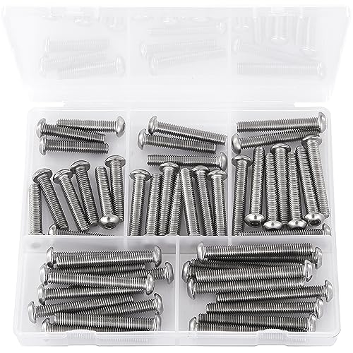 M6 x 30mm 35mm 40mm 45mm 50mm Button Head Socket Cap Screws Bolts 304 Stainless Steel Metric Allen Hex Drive, Machine Fully Threaded, Assortment Kit 50PCS - size: M6 x 30/35/40/45/50mm (50PCS)