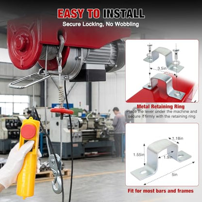 Nilight Electric Hoist 110V Electric Winch with Wired Remote, 440LBS Hoist Lift Single/Double Slings 39FT Lifting Height Material Handling Tool w Emergency Stop for Garage Warehouses Factories Attic - size: 440LBS Wired Remote