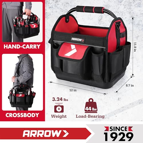 ARROW 12" Tool Tote with Waterproof Hard Base, Electrician Tool Bag