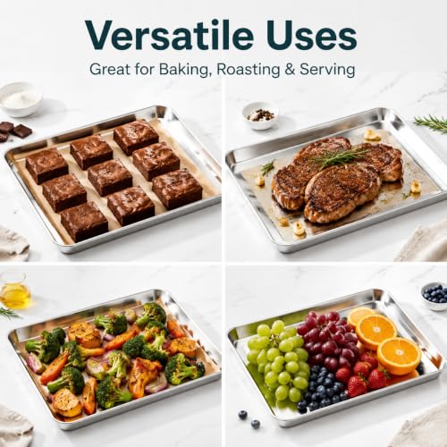 TeamFar Baking Sheet, 16" x 12" x 1" Stainless Steel Cookie Sheet Pan - size: 16" x 12" x 1"