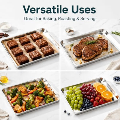 TeamFar Baking Sheet, 16" x 12" x 1" Stainless Steel Cookie Sheet Pan - size: 16" x 12" x 1"
