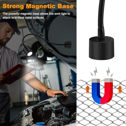 7W Dimmable Magnetic Work Light, Magnet Desk Lamps With Adjustable Fucos and Flexible Gooseneck, Sewing Machine Light, LED Task lights for Work Bench, lathe, Bandsaw, Industrial - size: 7w