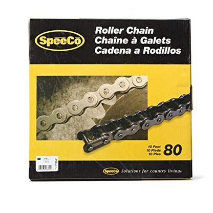 SpeeCo S06801#80 Roller Chain x 10 Feet with Connecting Link - size: #80