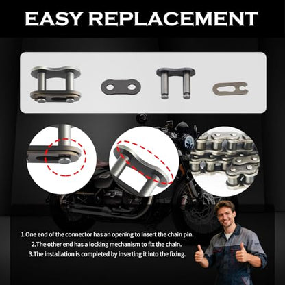 4PCS 420 Chain Master Link for Motorcycle,420 Roller Chain Connector Heavy Duty Alloy Steel,Universal Fit Replacement Motorcycle Chains/Bike Chains Master Link for Go Kart,Mini Bike