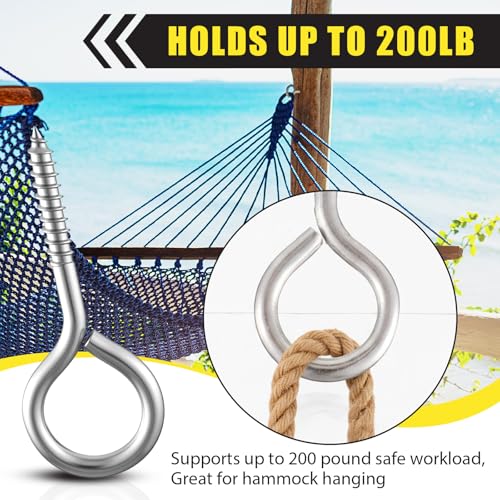 50 Pcs 304 Stainless Steel Screw Eye Hooks, M5-2.6 Inch - size: M5-2.6 Inch