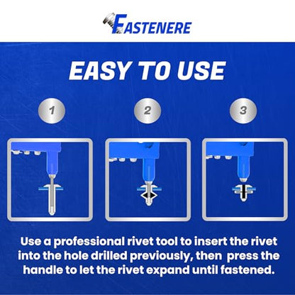 Fastenere Pop Rivets 3/16" x 1-3/8" (25 pcs) Aluminum Body Steel Mandrel - Heavy Duty, Open-End, Low Carbon, Dome Head Blind Rivets, Corrosion Resistant & High Shear Strength, 6-22 Gap 1.250" - 1.375" - size: 3/16" x 1-3/8" (6-22) (25 Pack)