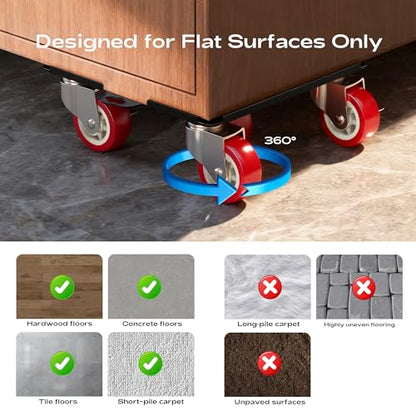 Furniture Dolly with 5 Wheels Heavy Duty Furniture Movers with Wheels Furniture Moving Wheels for Heavy Furniture Dollies Moving Dolly Heavy Duty Furniture Lifter Tool Rollers 3307lbs Load Capacity - size: 6.89x6.5 IN