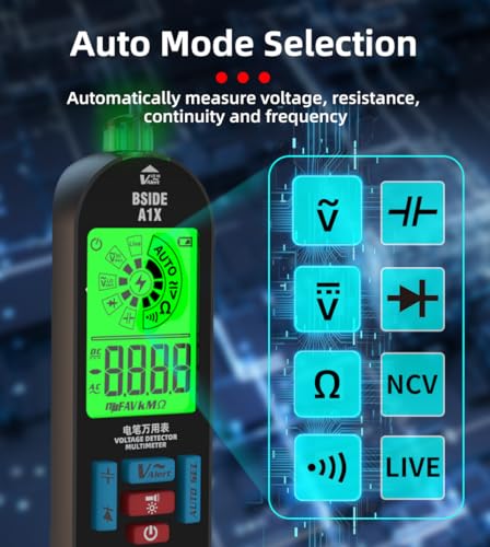 JASLEEN A1X Smart Digital Multimeter Tester Rechargeable Electrical Voltmeter, Measures Capacitance Diode Continuity Resistance V-Alert Live Check AC DC Voltage