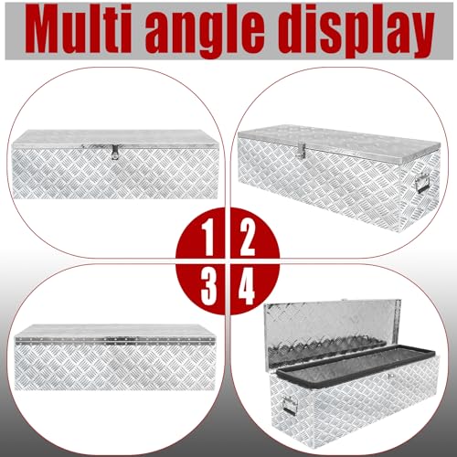 39x13x11 Inch Heavy Duty Pickup Storage Box Diamond Plate Portable Toolboxes Aluminum Underbody Truck Tool Box with Buckle Lock and Keys Suitable for Truck Bed Pickup RV Trailer - size: 39" L x13" W x11" H